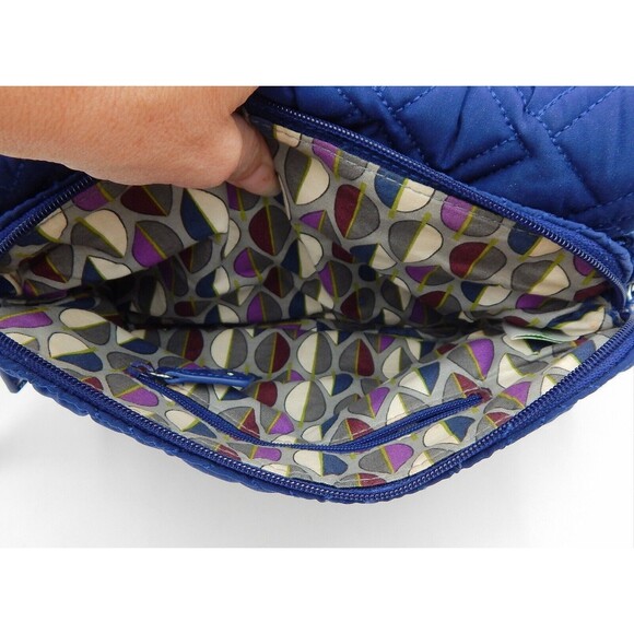 Vera Bradley Navy Quilted Purse Handbag Chain Leather Strap Shoulder Bag - Picture 7 of 16